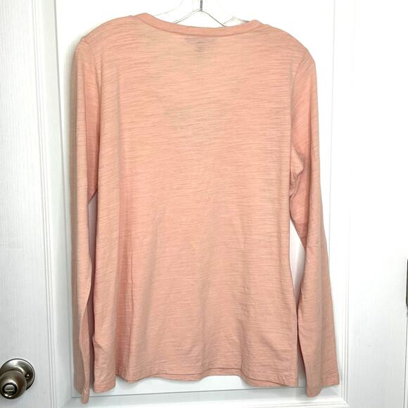 Lauren Ralph Lauren Wms Medium Pale Peach Cotton Lace Up LS Top Casual Spring - Picture 2 of 7